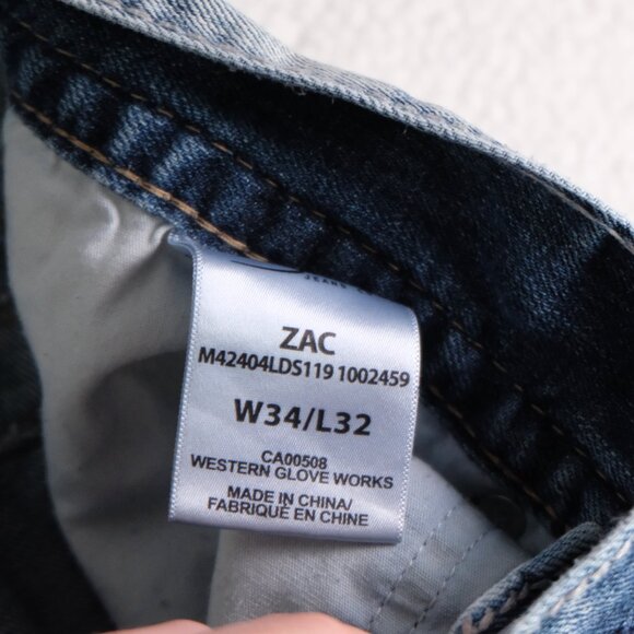 Silver Jeans Mens 34X32 Zac Relaxed Fit Straight Stone Wash Flap Pockets Retro - Picture 11 of 12